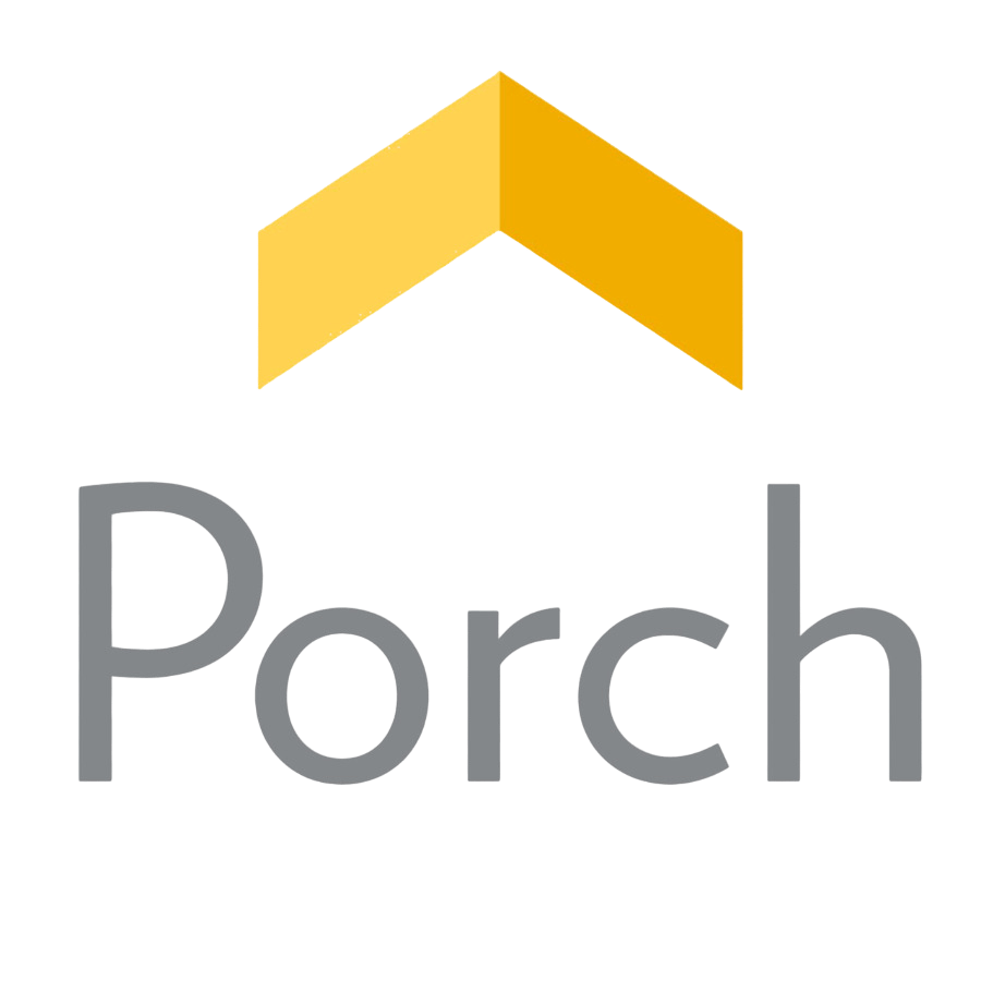 Porch with yellow arrow above